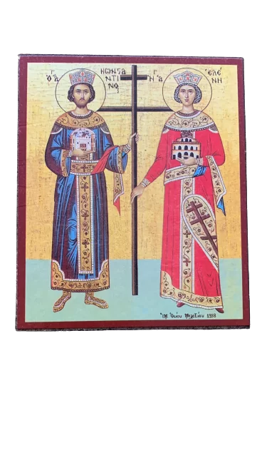 Icoană bizantină Sfinții Împărați Constantin și Elena-10*12