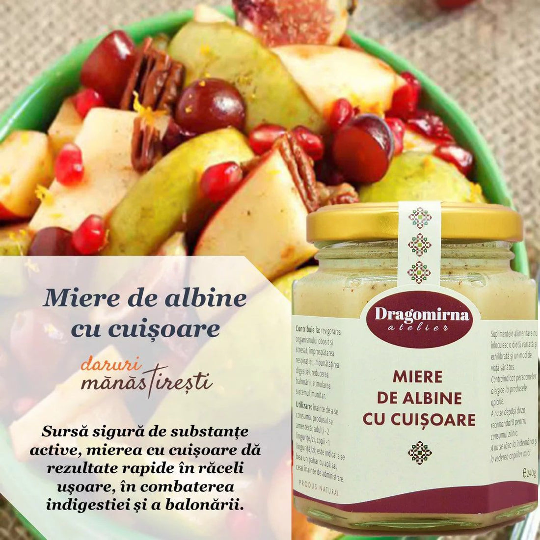 Salată fructe și Miere cu cuișoare