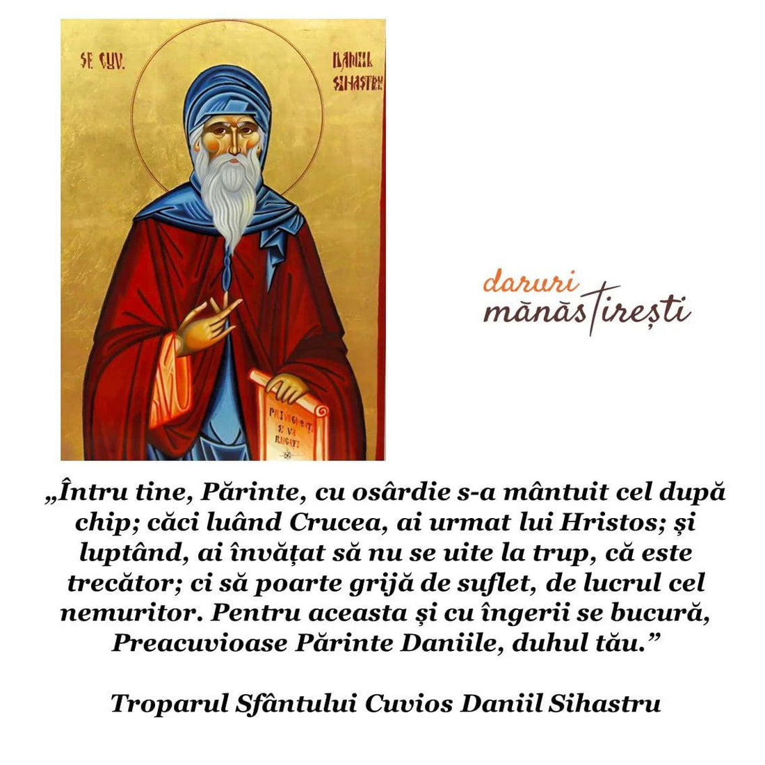 Viața Sfântului Cuvios Daniil Sihastru