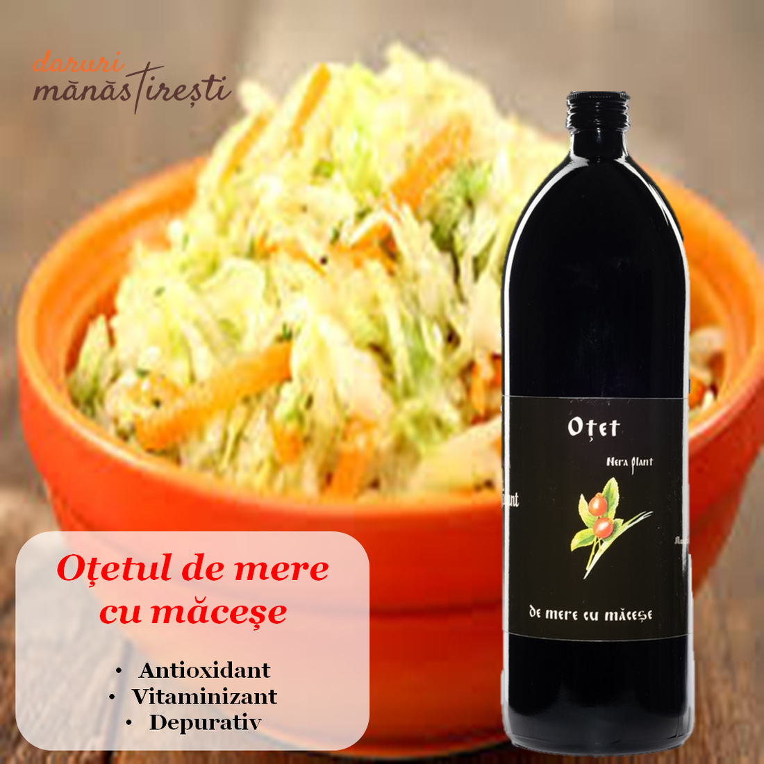 Salată varză cu Oțet cu măceșe