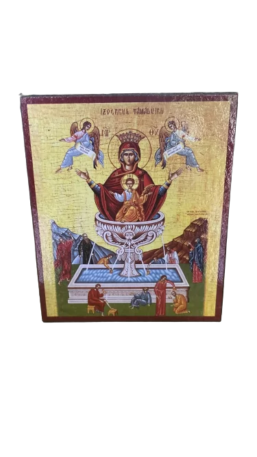 Icoană bizantină Izvorul Tămăduirii-10*12