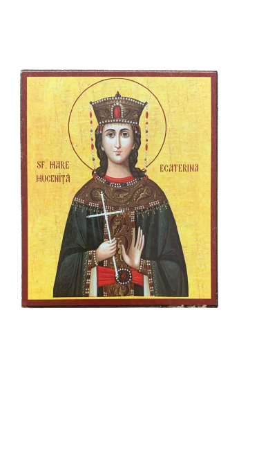 Icoană bizantină Sfânta Mare Muceniță Ecaterina -10*12