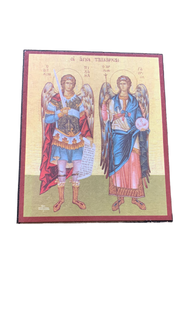 Icoană bizantină Sfinții Arhangheli Mihail și Gavriil -10*12